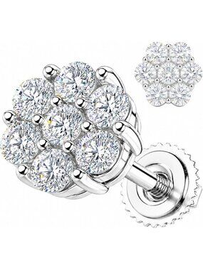 Stunning Moissanite Flower Stud Earrings | 925 Sterling Silver, D Color VVS1